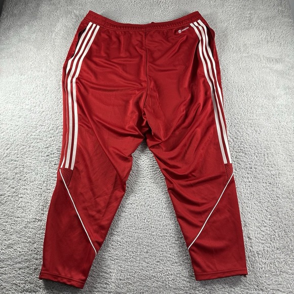 Adidas Track Pants Mens XXL Red Aeroready 2 Stripe Ankle Zip Soccer Athletic - Picture 1 of 8